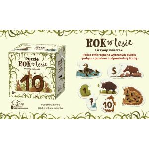 Puzzle Év az erdőben cutie și piese de puzzle cu animale și numere, joc educativ de numărare - Puzzle 3D & Puzzle cu burete