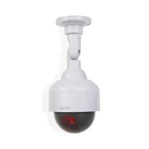Delight 55293 dummy security camera with flashing red LED, white, dome design - Dummy Camera