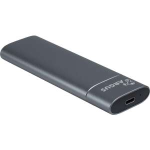 Inter-Tech GD-MS013 M.2 USB-C 3.2 Gen 2 Carcasă externă SSD - Gri, vedere din unghi - Inter-Tech