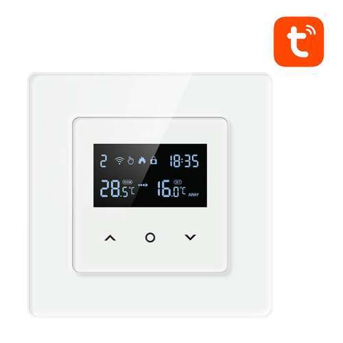 Avatto WT200 Smart Thermostat for Water Heaters, white, with LCD display, showing current temperature and time