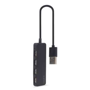 Gembird UHB-U2P4-06 4-port USB hub, black, angled view - Computers and Accessory