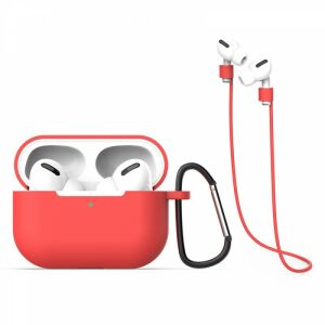 Cellect Apple AirPods Pro red silicone case with lanyard and carabiner - Apple