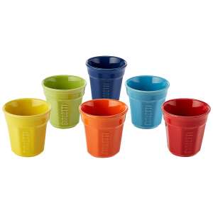 Zestaw 6 filiżanek do espresso Bialetti Colorati, po 90ml każda, w różnych kolorach: niebieski, jasnoniebieski, żółty, zielony, pomarańczowy i czerwony - Zestaw do kawy i herbaty