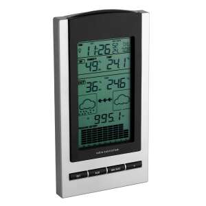 TFA Gaia időjárás állomás, digitális beltéri és kültéri hőmérséklet és páratartalom mérő, légnyomásmérő, időjárás előrejelzés, ébresztőóra, rádióvezérelt idő - TFA