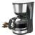 Emerio CME-122933 coffee maker, black and stainless steel, with glass carafe, brewing coffee, with coffee beans and spoon