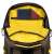 Inside view of the RivaCase 15.6 inch laptop backpack showing the main compartment with a yellow lining and a small pocket for accessories