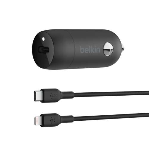 Belkin BoostCharge 30W USB-C Autoladegerät mit Lightning-Kabel, Schwarz