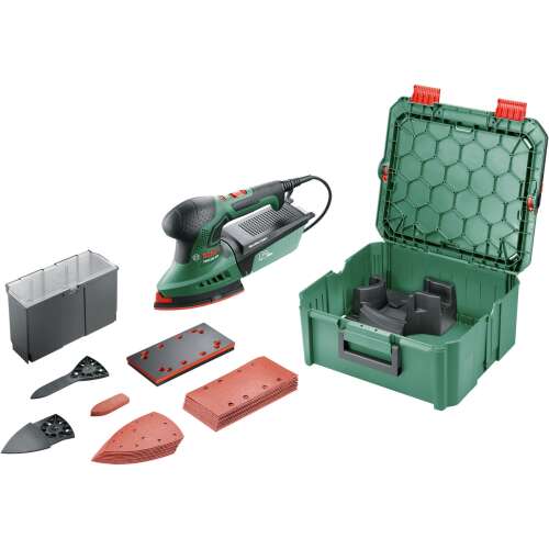 Bosch PSM 200 AES Multi-Sander készlet, csiszolólapokkal, porgyűjtővel és hordtáskával