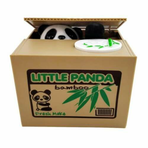 Little Panda bamboo érme bank, pénzt lopó panda persely