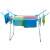 White and blue folding clothes drying rack with clothes drying on it