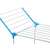 Close-up of the top part of the white and blue folding clothes drying rack