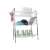 Three-tier dish drying rack with cutlery holder and cutting board holder, filled with dishes