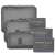 Set of 6 grey travel organizers for suitcase, with mesh and zippered compartments