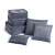 Set of 6 grey travel organizers for suitcase, with mesh and zippered compartments