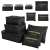 Set of 6 black travel organizers for luggage, including laundry pouches