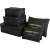 Set of 6 black travel organizers for luggage, including laundry pouches