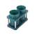Green plastic cutlery holder with two compartments and drainage holes