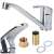 Chrome kitchen sink mixer tap with long spout and installation kit