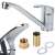 Chrome kitchen sink mixer tap with long spout and installation kit