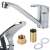 Chrome kitchen sink mixer tap with long spout and installation kit
