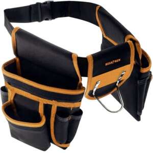 BIGSTREN multi-functional tool belt in black and yellow, with multiple pockets and loops - Construction & Renovation