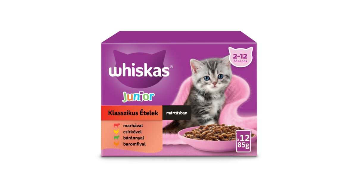 Whiskas 12 pack alutasakos JUNIOR krémes Klasszikus válogatás (853