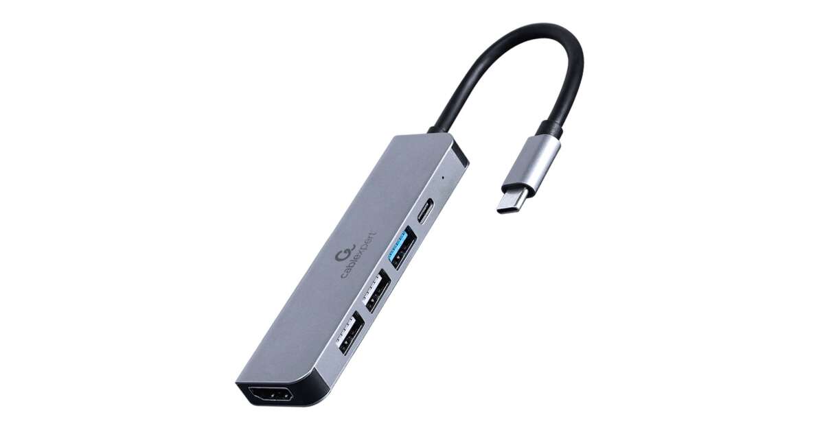 Gembird A-CM-COMBO5-03 USB Type-C 5-in-1 Multi-Port Adapter Space Сив A-CM-COMBO5-03 88727491