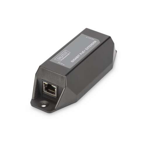 Digitus DN-95123 Gigabit PoE+ Extender, fekete hálózati extender az Ethernet jel 100 méterig történő meghosszabbításához