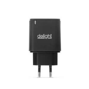 Delight 20W USB-A and Type-C Quick Charger with Power Delivery, black - Delight Network Adapter