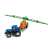 Siku 1:87 Maßstab blauer Traktor mit grünem und orangefarbenem Sprühwagenanhänger, Seitenansicht