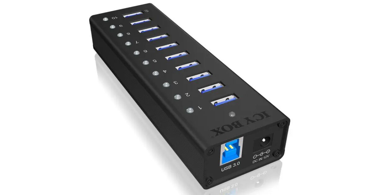Raidsonic IcyBox IB-AC6110 10-port hub w/ USB Type-A interface and 1x charging port IB-AC6110 133510475