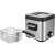 Sencor SFR 6200SS deep fryer, stainless steel, closed lid, angled view, with basket
