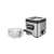 Sencor SFR 6200SS deep fryer, stainless steel, closed lid, angled view, with basket