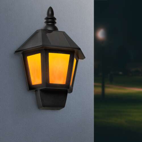 2 az 1-ben szolár fali lámpa, lánghatással, hidegfehér LED-del - 28 x 19,5 x 9,6 cm 34+6 db LED 32152834