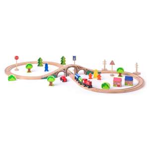 Set tren din lemn cu tren - 40 piese - 93061 32152844 - Tren, element feroviar, autostradă