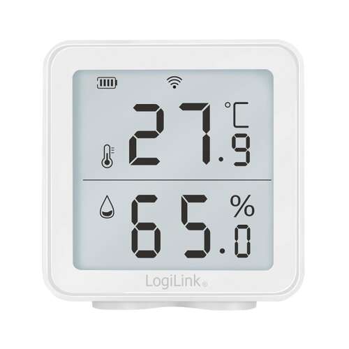 Logilink Wi-Fi inteligentný termohygrometer SC0116, biely, digitálny displej, senzor teploty a vlhkosti