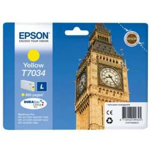 Epson T7034 Gelbe Tintenpatrone, 800 Seiten, für WorkForce Pro WP-4000/4500 Drucker - Epson