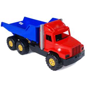 Large plastic dump truck for kids, red and blue, 75cm - Dorex