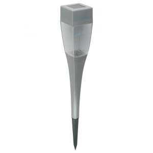 Lampka ogrodowa Home mx 720 zasilana energią słoneczną, plastikowa, szara, z białym LED, automatyczne włączanie/wyłączanie, kolce do ziemi - Latarnia słoneczna