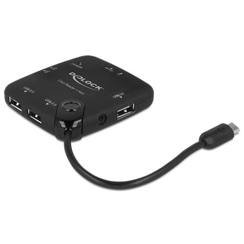 DELOCK Card Reader USB micro B -> 4in1 +3-Port Hub OTG extern