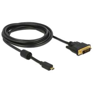 DeLock HDMI Kábel Micro-D Apa > DVI-D (Dual Link) 24+1 Apa 2m Fekete 83586 72751812 