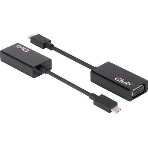 Aktywny adapter Club3D USB 3.1 Typ-C do VGA, czarny, kabel 15cm