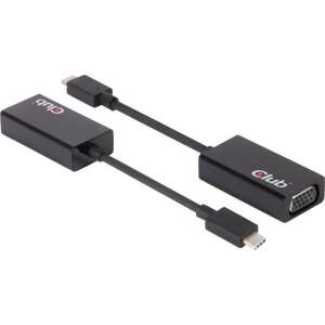 Club3D USB 3.1 Typ-C zu VGA aktiver Adapter, schwarz, 15cm Kabel - Club3D