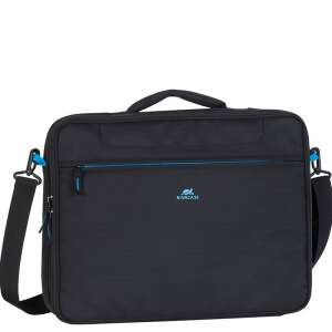 RivaCase 8087 16 Zoll Laptop-Tasche, schwarz und blau, Vorderansicht - RIVACASE