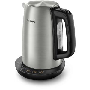 Fierbător electric Philips Avance Collection HD9359/90, 2200W, 1.7l, Metal, Controlul temperaturii, Gri/negru