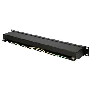 ExtraLink EX.9830 19-calowy panel patchowy, 24 porty, czarny, widok pod kątem - Extralink