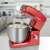 Clatronic KM 3765 red stand mixer with stainless steel bowl and whisk attachment