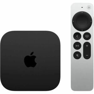 Apple TV 4K (2022) és Siri távirányító fehér háttéren - Apple