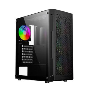 Carcasă PC Gaming Gembird Fornax 400X cu ventilator ARGB și panou lateral din sticlă securizată - Gembird