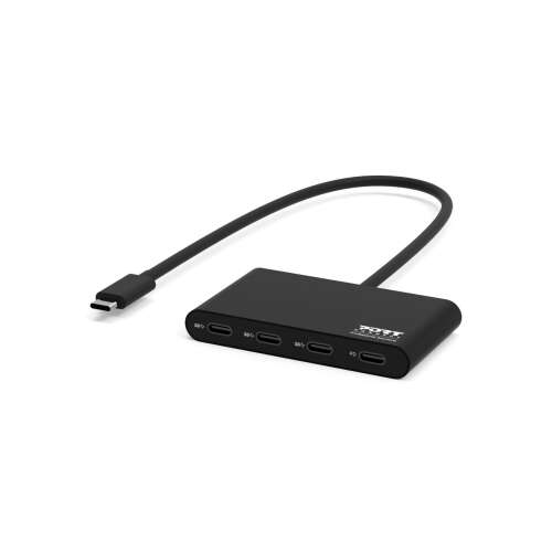 Port Connect 4-Port USB-C Hub, schwarz, USB 3.1, 5 Gbps Datenübertragungsgeschwindigkeit